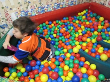 In the ball pit