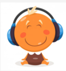 This cartoon shows a youngster who is seated and wearing a set of  headphones