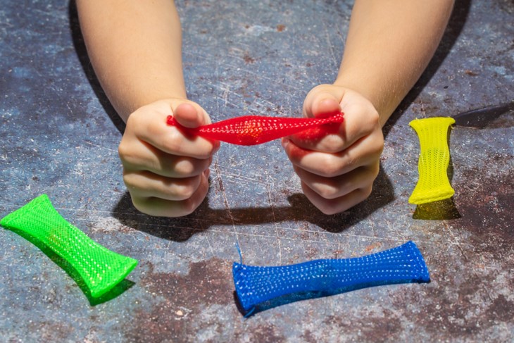 These small woven fidgets are triggered by  simple  push and pull moves of the hands